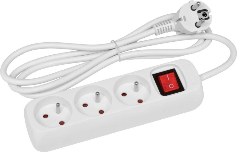 Alargador 5 m, 3 tomas con interruptor