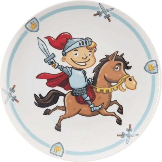 Plato infantil llano con motivo de caballero 21 cm