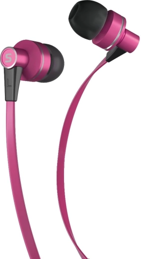 Auriculares intrauditivos metálicos Sencor con micrófono, de color rosa