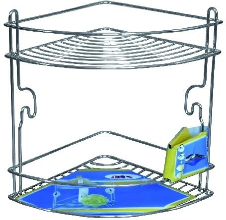 Estantería esquinera de dos niveles STICK, cromada, 20 × 20 × 26 cm