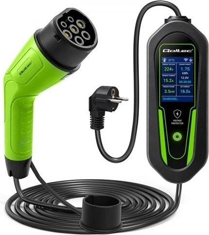 Cargador portátil para vehículos eléctricos e híbridos Qoltec Type 2 3,5 kW Wi‑Fi