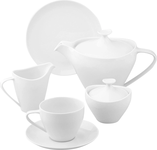 Juego de café Mariapaula Moderna blanco para 6 personas, 21 piezas