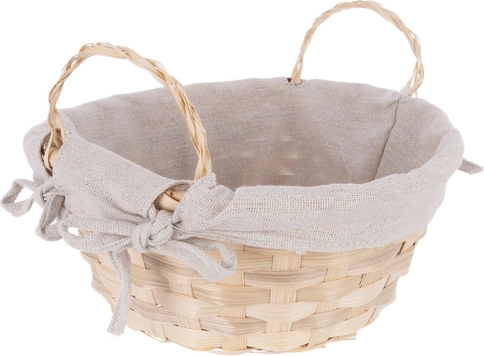 Cesta decorativa de bambú y algodón 21,5 × 14 cm