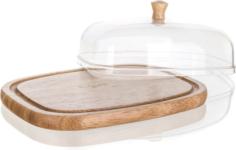 Bandeja de madera natural con ranura segura