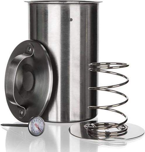 Jamón cocido casero de acero inoxidable con termómetro 1,3 l, diámetro 10 cm, altura 19 cm