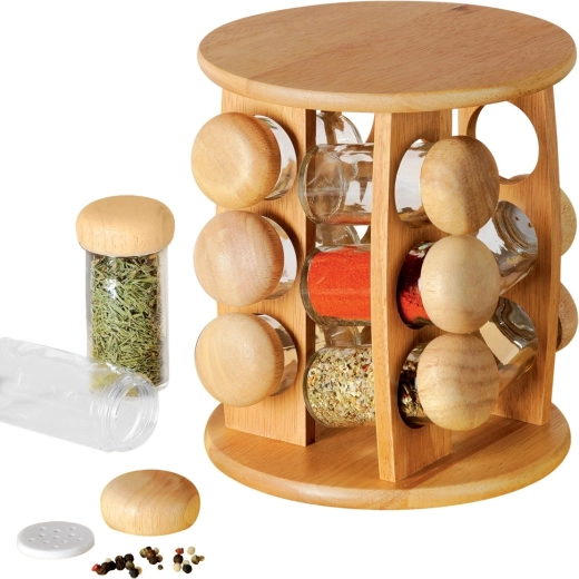 Orion soporte giratorio de madera para especias con 12 tarros - 13 piezas