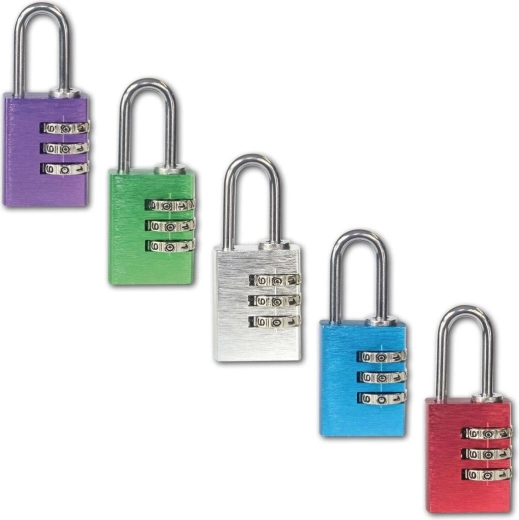 Candado de combinación – aluminio, surtido de colores