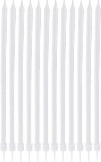 Velas largas blancas para tarta 14,5 cm, 12 uds