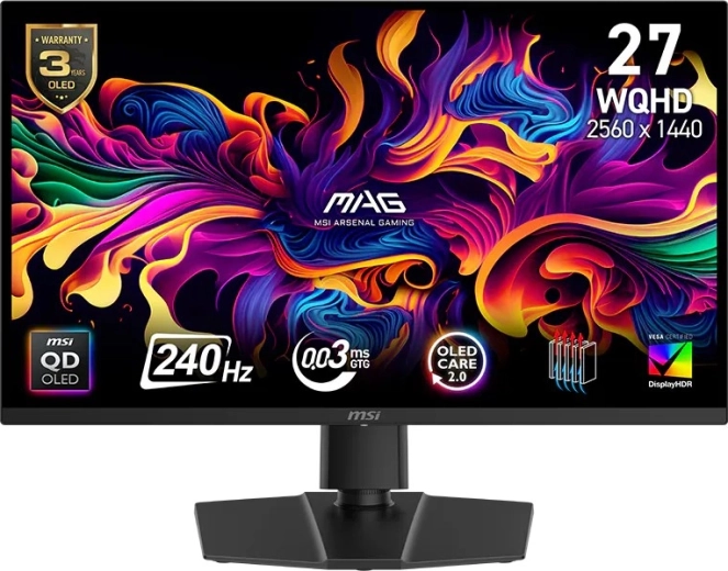 Monitor gaming 27" QD‑OLED WQHD 240 Hz MAG 271QP, negro