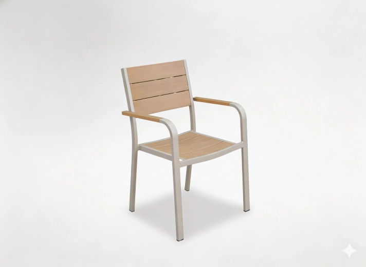 Silla de jardín de aluminio beige 55 × 55 × 86 cm