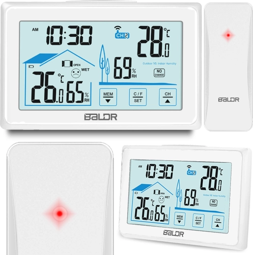 Estación meteorológica digital con sensor inalámbrico blanca