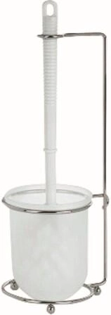 Escobilla de WC con soporte de cromo y plástico, 34 cm
