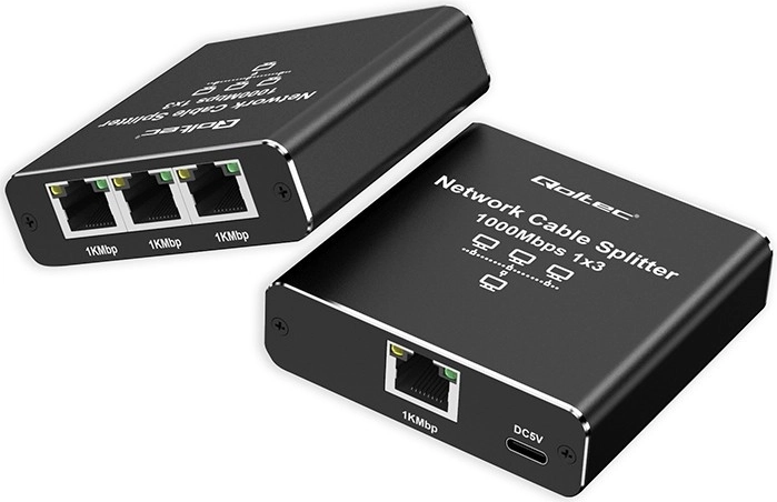 Divisor Ethernet mini switch 1x3 RJ45 1000Mb/s USB-C de aluminio
