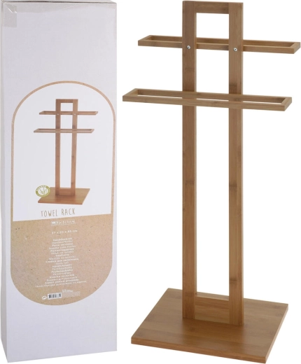 Perchero de pie de bambú para toallas 37 × 25 × 85 cm