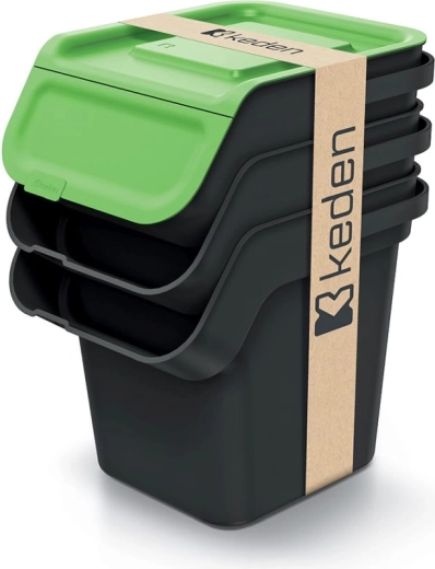 Juego de cubos para separación de residuos 3×20 l con filtro de carbón activo KEDEN KADDI