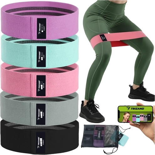 Juego de bandas de resistencia TRIZAND 5 unidades de material 5–35 kg con plan de entrenamiento