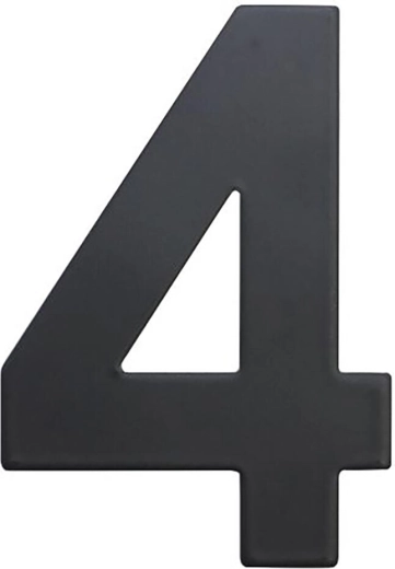 Número de casa 4, 75 mm, acero inoxidable, negro mate