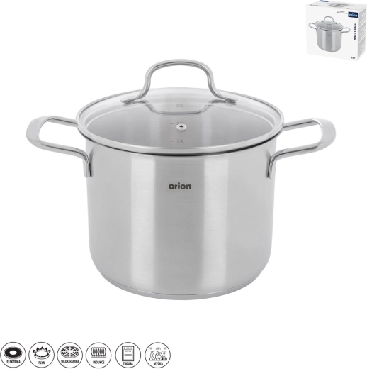 Olla de acero inoxidable ANETT Glass 3,6 l con tapa de cristal