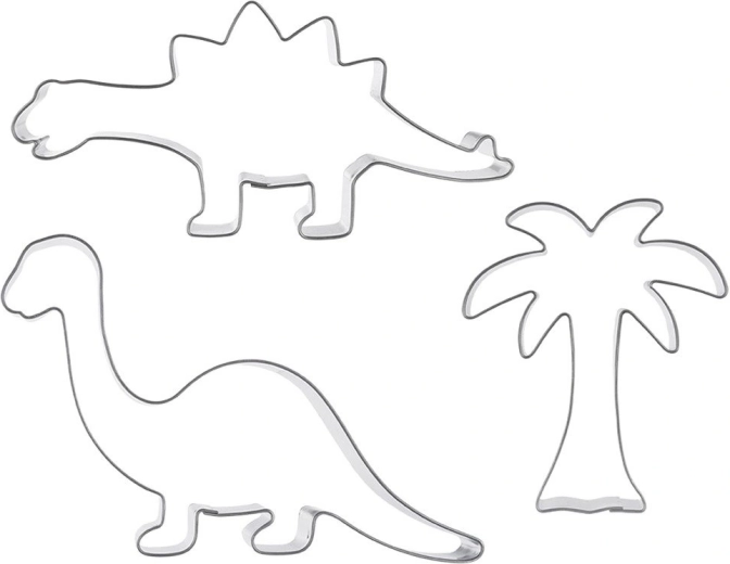 Cortadores de acero inoxidable Orion para galletas, dinosaurios y palmera - 3 uds.