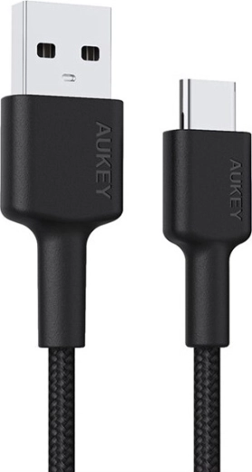 Aukey cable USB‑C a USB‑A de 2 m, 60 W, trenzado de nailon, negro