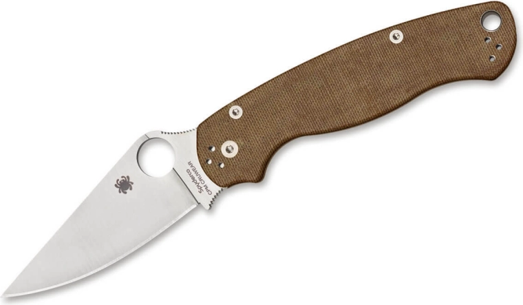 Navaja de bolsillo Spyderco Para Military 2 con micarta marrón, hoja de 8,8 cm