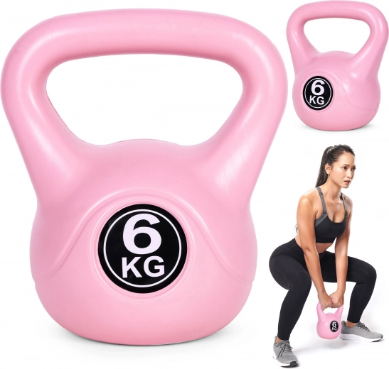 Kettlebell rosa 6 kg ModernHome – pesa para entrenamiento funcional y fortalecimiento