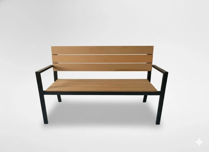 Banco de jardín con respaldo Garden Line 118 × 54 × 77 cm, marrón - 1 unidad