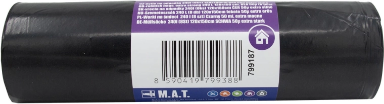 Bolsas de basura 240 l, extra resistentes, negras (8 uds.)