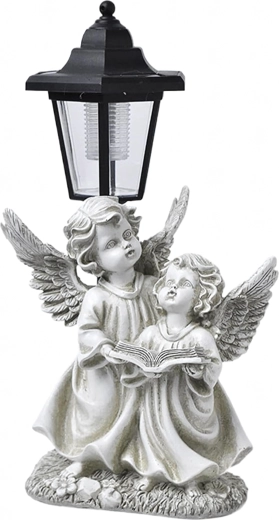 Farol solar con dos angelitos para la tumba y el jardín - 1 pieza