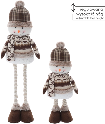 Muñeco de nieve navideño con piernas ajustables 52–83 cm marrón