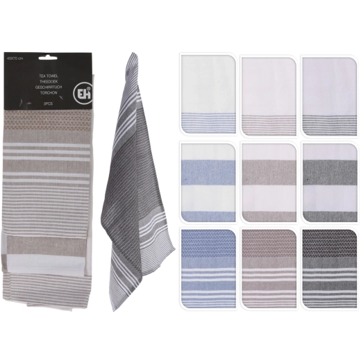 Juego de paños de cocina de algodón 45 × 70 cm, 3 uds., mezcla de colores