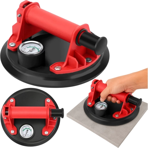 Ventosa de vacío para azulejos y vidrio con manómetro 20 cm