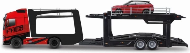 Bburago Street Fire camión con tráiler Volvo FH16 y Land Rover LRX Concept 1:43