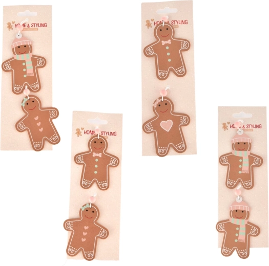 Decoración colgante de madera en forma de galleta de jengibre 7 × 10 cm (2 uds.)