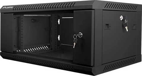 Armario mural de instalación 19" 4U 600×450 mm con puerta de cristal – Negra