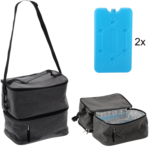 Bolsa térmica de 13 l con dos acumuladores de frío, gris
