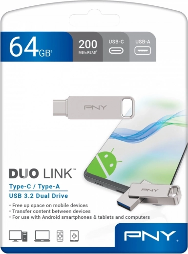Unidad flash USB 64 GB PNY Duo Link USB‑C/USB‑A 3.2