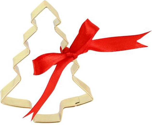 Cortador de galletas con forma de arbolito dorado 7 cm
