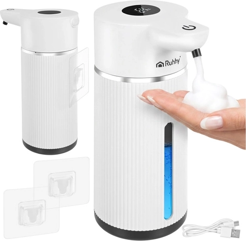 Dispensador de jabón sin contacto 420 ml RUHHY con pantalla LED y USB‑C