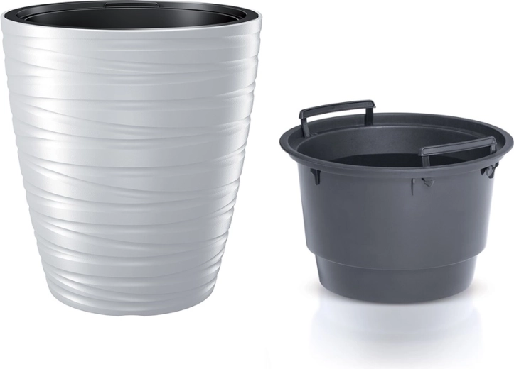 Maceta Maze con inserto 47,5 cm blanca