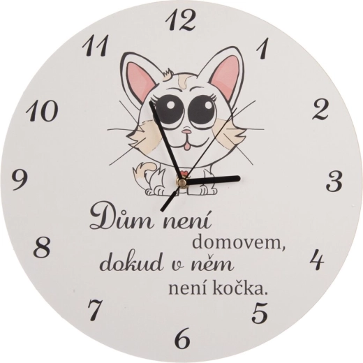 Reloj de pared de madera Cat home blanco 34 cm