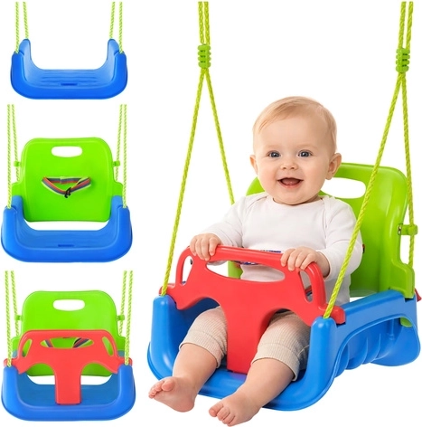 Columpio infantil 3en1 con cuerdas verde-azul Kruzzel hasta 30 kg