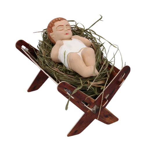 Figura para belén – Niño Jesús (bebé en el pesebre dormido), grande y de color - 1 pieza