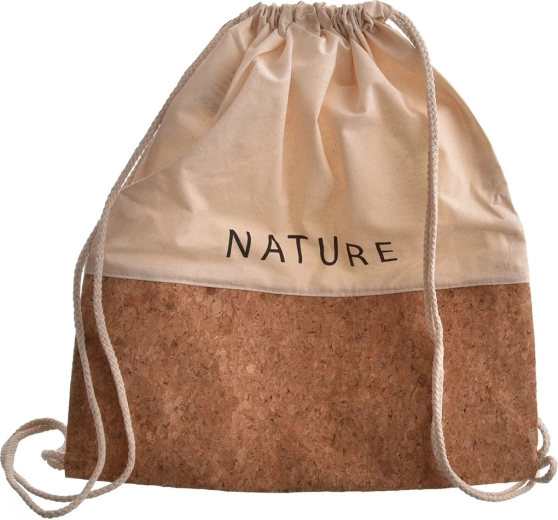 Bolsa de algodón con cordón y base de corcho 35 × 40 cm