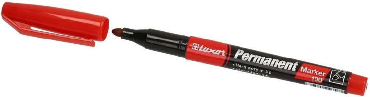 Rotulador permanente LUXOR 100, rojo, 1–2 mm