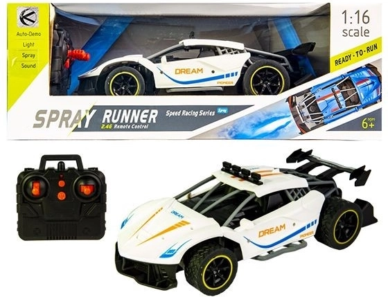 Coche deportivo de carreras RC blanco con efecto de humo - 1 unidad