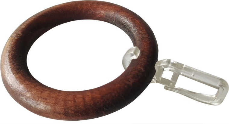 Anillas de madera para barra de cortina con gancho, nogal (10 uds)