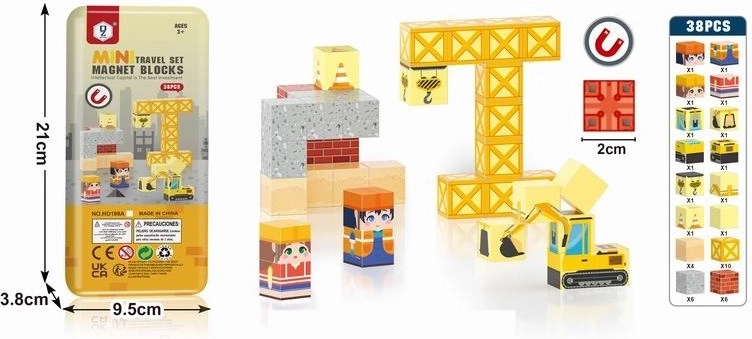 Cubos magnéticos – construcción (budowa), 38 piezas, 2 cm