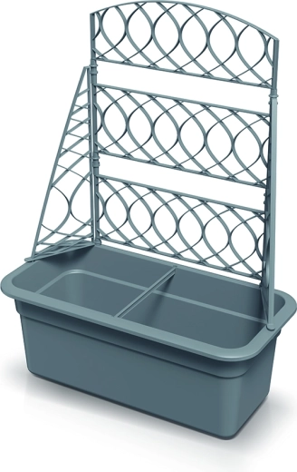 Jardinera con pérgola 58 cm gris piedra