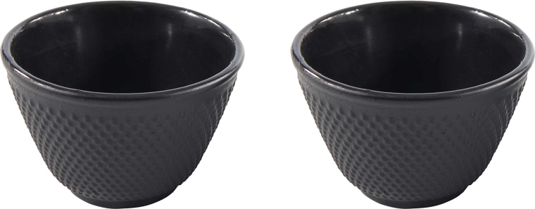 Tazas de té de hierro fundido de 100 ml, set de 2 uds., negras